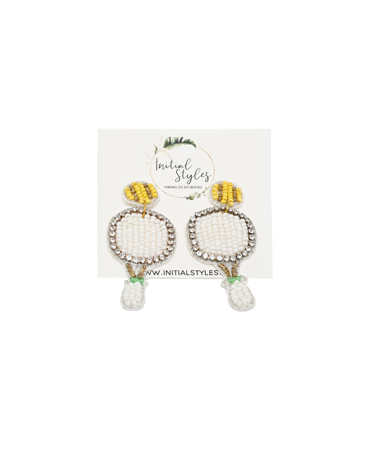 Tennis Racquet Seed Bead Earrings