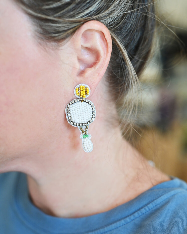 Tennis Racquet Seed Bead Earrings