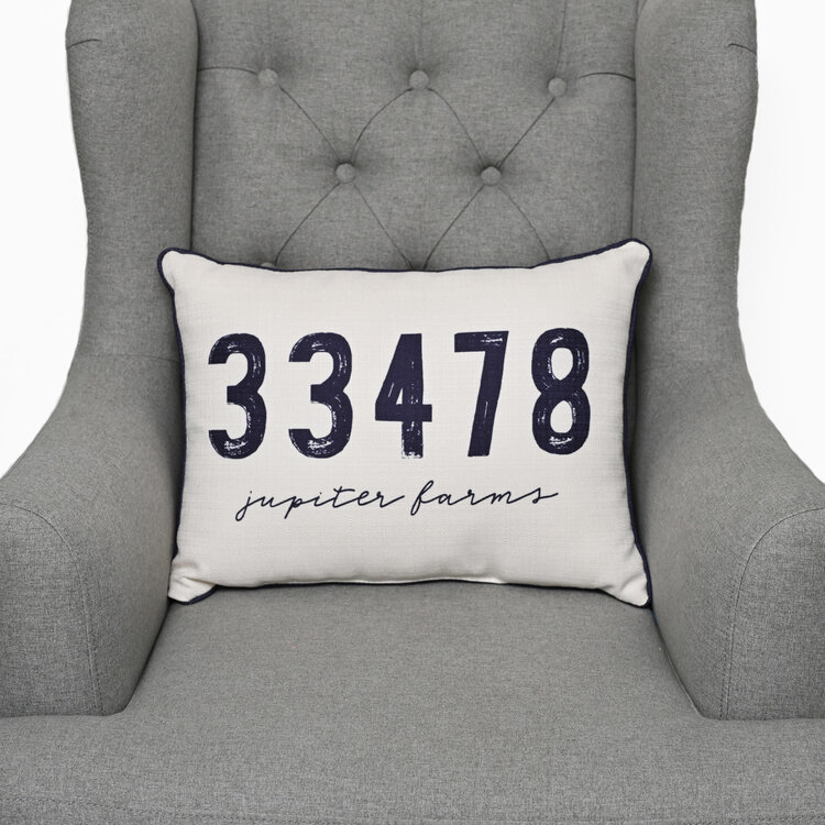 Jupiter Farms Zip Code Pillow 33478