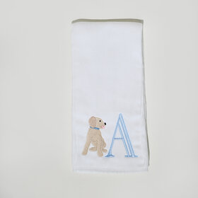 Blue Initial Puppy Burp Cloth