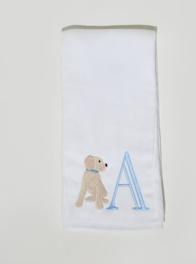 Blue Initial Puppy Burp Cloth
