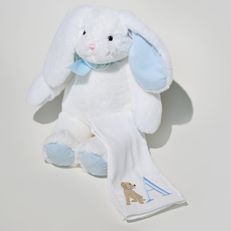 Blue Initial Puppy Burp Cloth