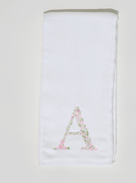Pink Flower Letter Burp Cloth