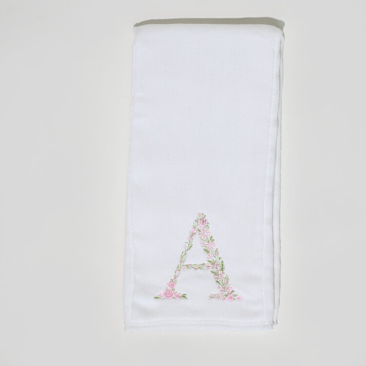 Burp Cloth - White/Flower Letter