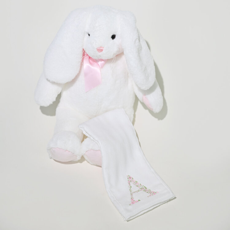 Burp Cloth - White/Flower Letter