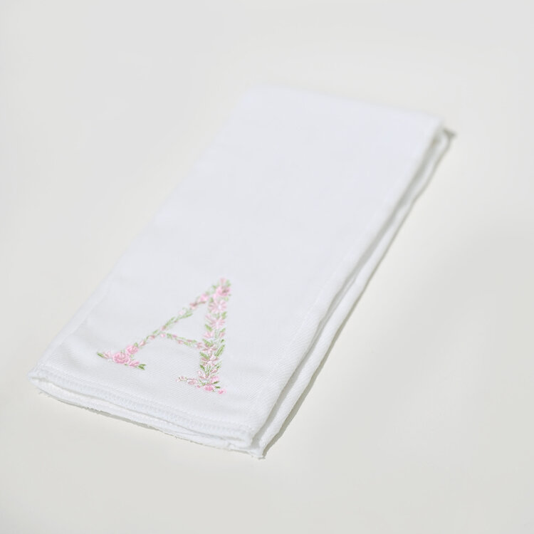 Burp Cloth - White/Flower Letter