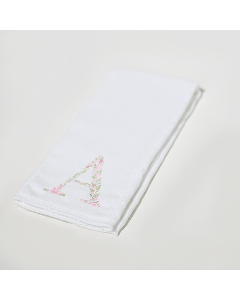 Initial Styles Burp Cloth - White/Flower Letter