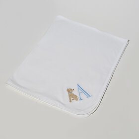 Blue Letter Puppy Baby Blanket
