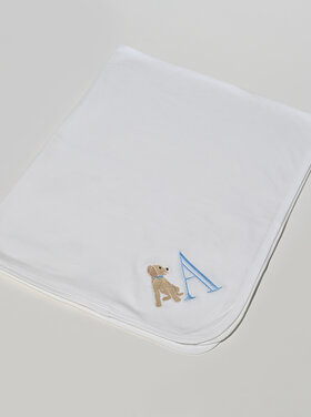 Blue Letter Puppy Baby Blanket