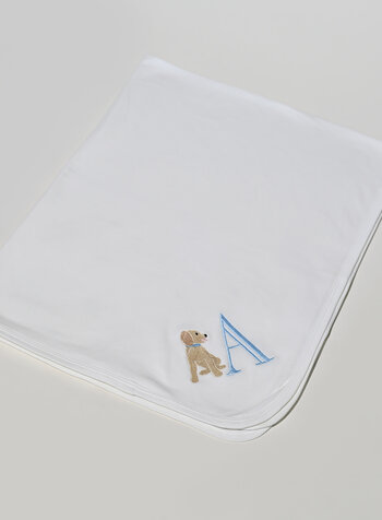 Initial Styles Blue Letter Puppy Baby Blanket