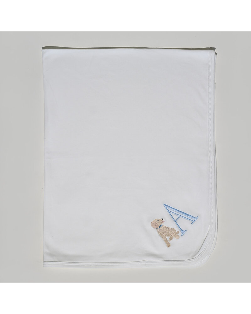 Initial Styles Blue Letter Puppy Receiving Blanket