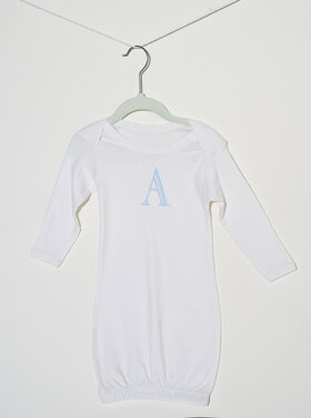 Blue Initial Layette Gown