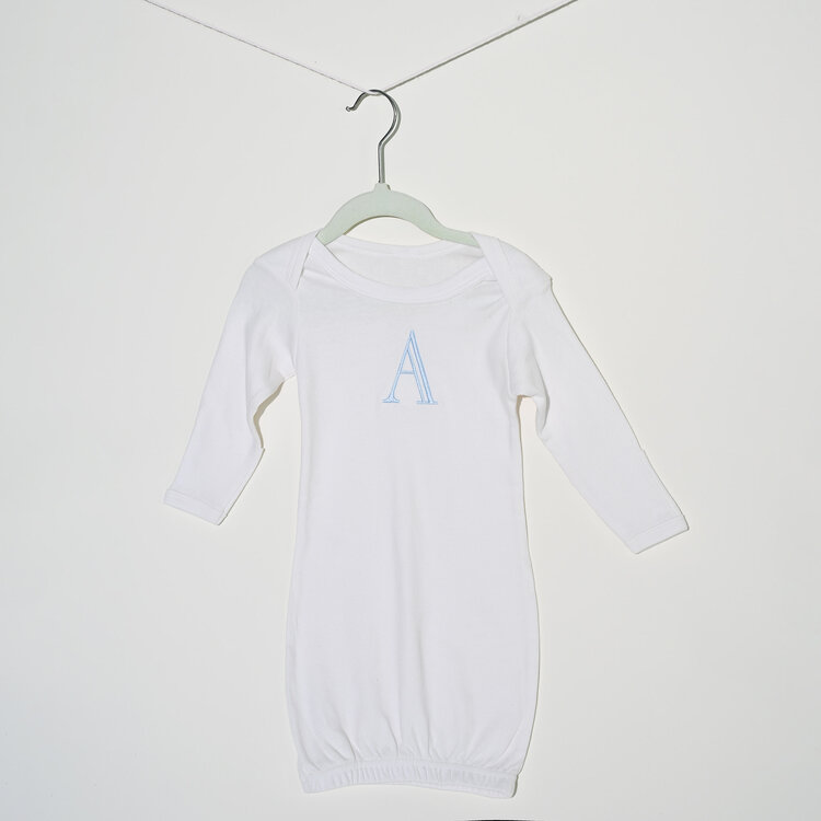 Blue Letter Layette Gown