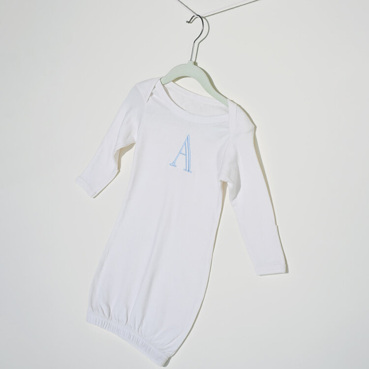 Blue Letter Layette Gown