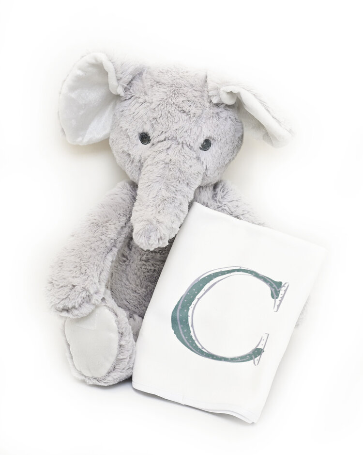 Burp Cloth - Green  Initial