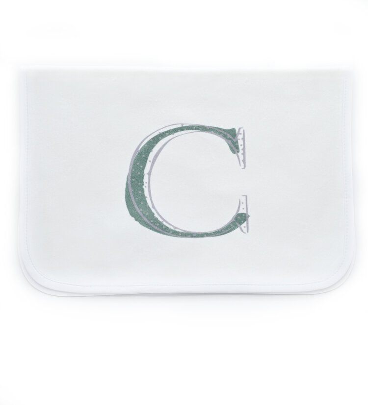 Burp Cloth - Green  Initial