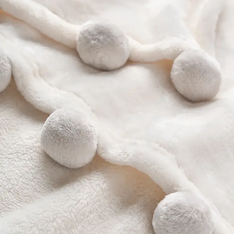 Elegant Baby Grey Pom Pom Baby Blanket