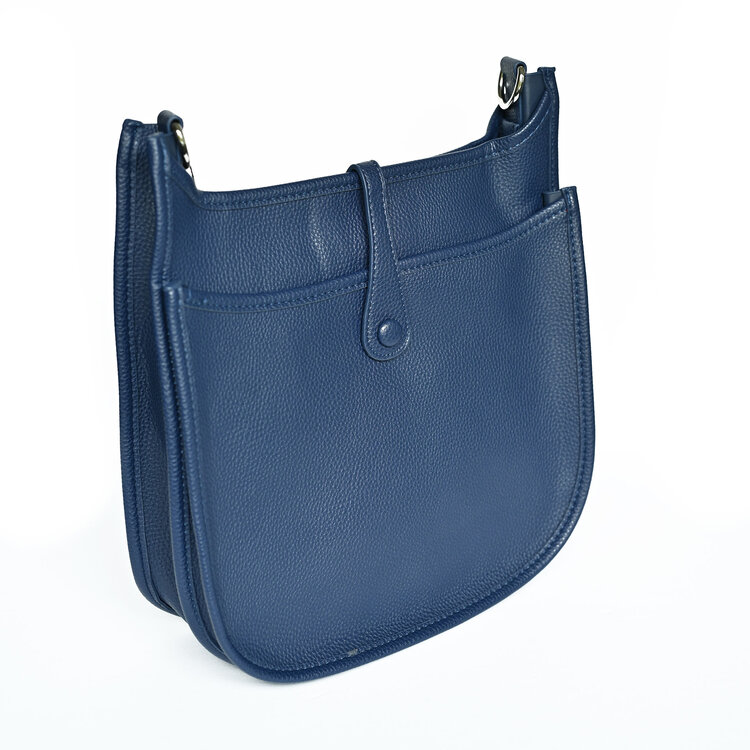 Faux Leather Large Crossbody - Navy