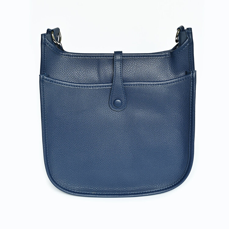 Faux Leather Large Crossbody - Navy