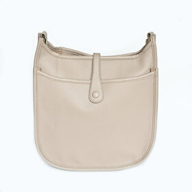 Beige Faux Leather Large Crossbody