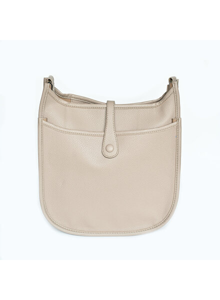 Initial Styles Beige Faux Leather Large Crossbody