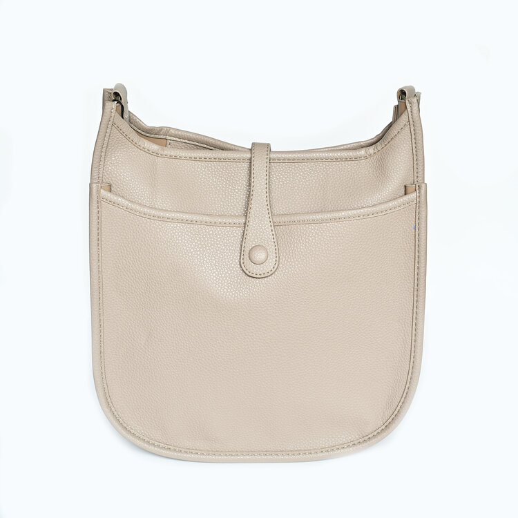 Beige Faux Leather Large Crossbody
