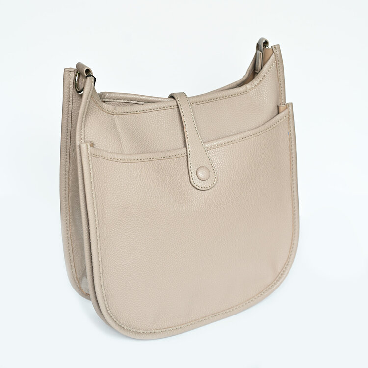 Beige Faux Leather Large Crossbody