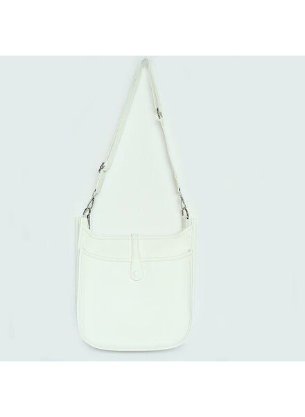 Initial Styles White Faux Leather Large Crossbody
