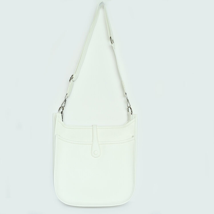 Faux Leather Large Crossbody - White