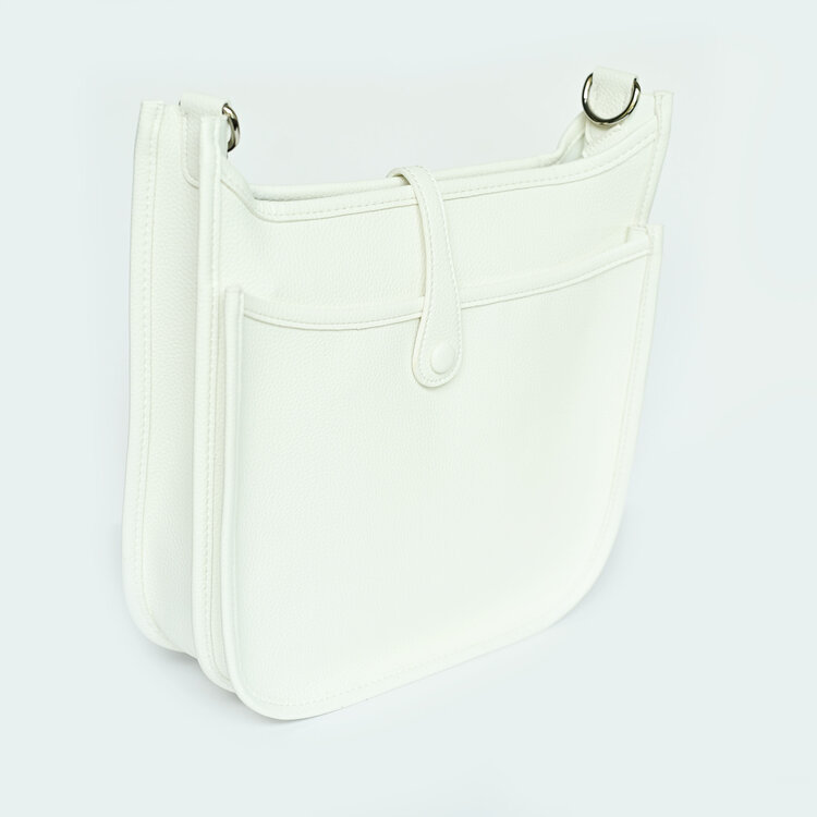 Faux Leather Large Crossbody - White