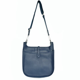 Navy Faux Leather Large Crossbody