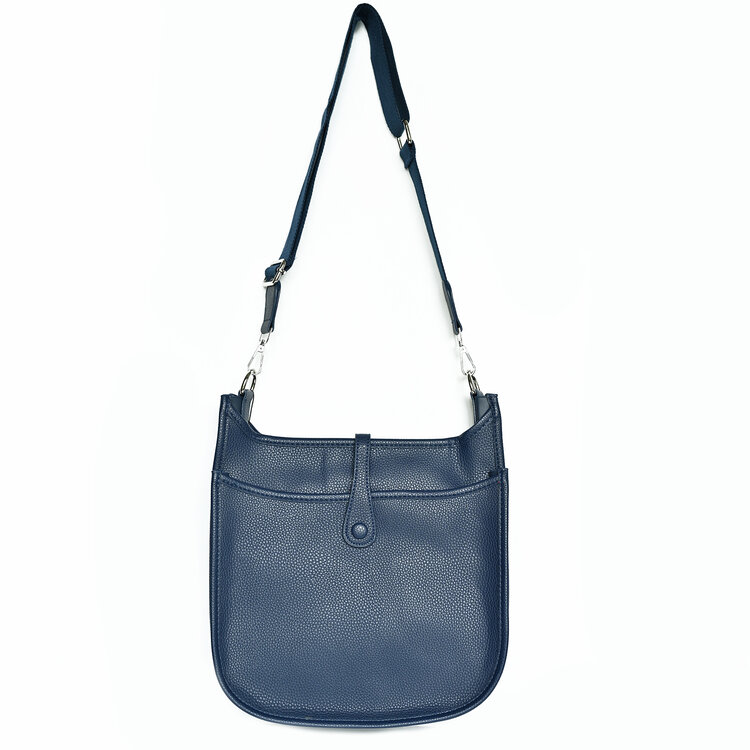 Faux Leather Large Crossbody - Navy