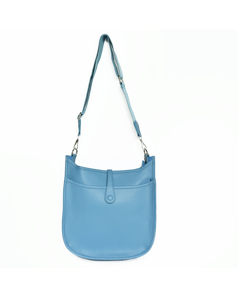 Initial Styles Faux Leather Large Crossbody - Light Blue