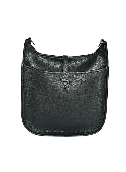 Initial Styles Black Faux Leather Large Crossbody