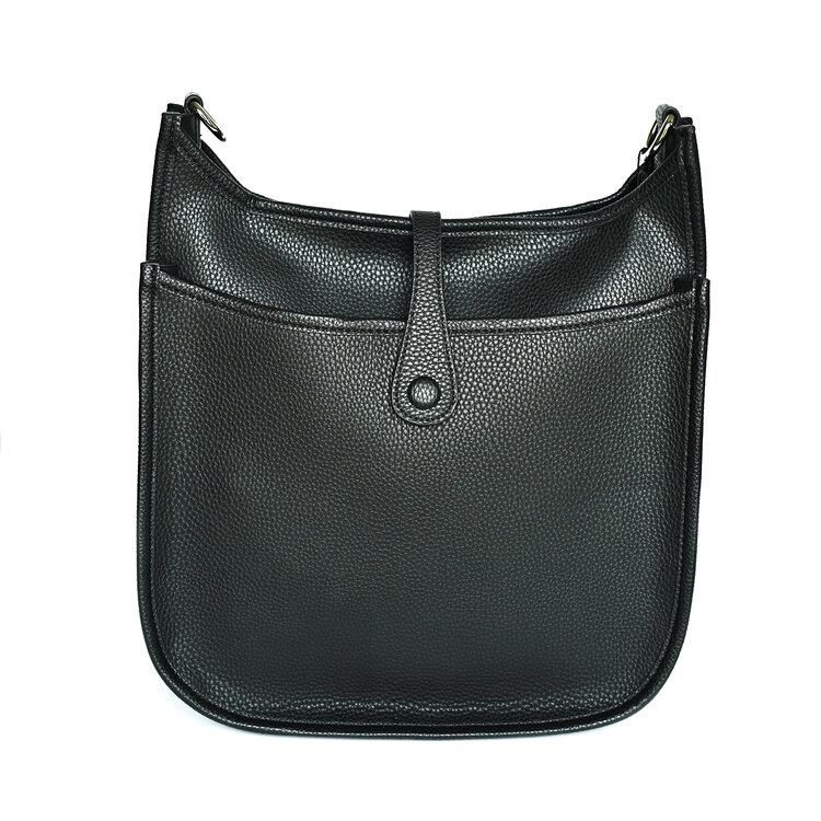 Faux Leather Large Crossbody - Black