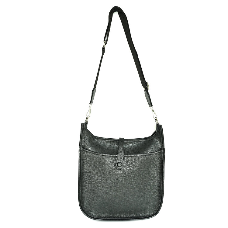 Faux Leather Large Crossbody - Black