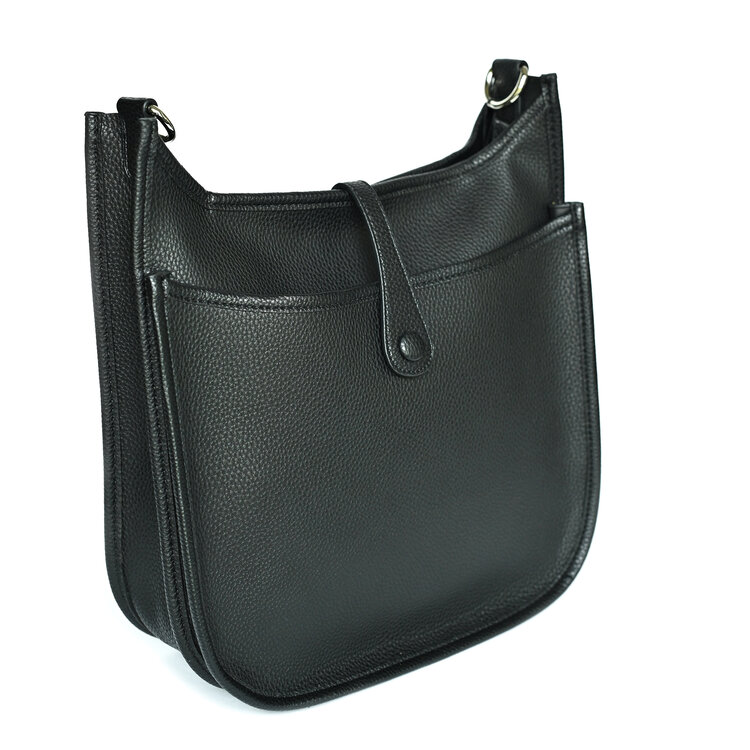 Faux Leather Large Crossbody - Black