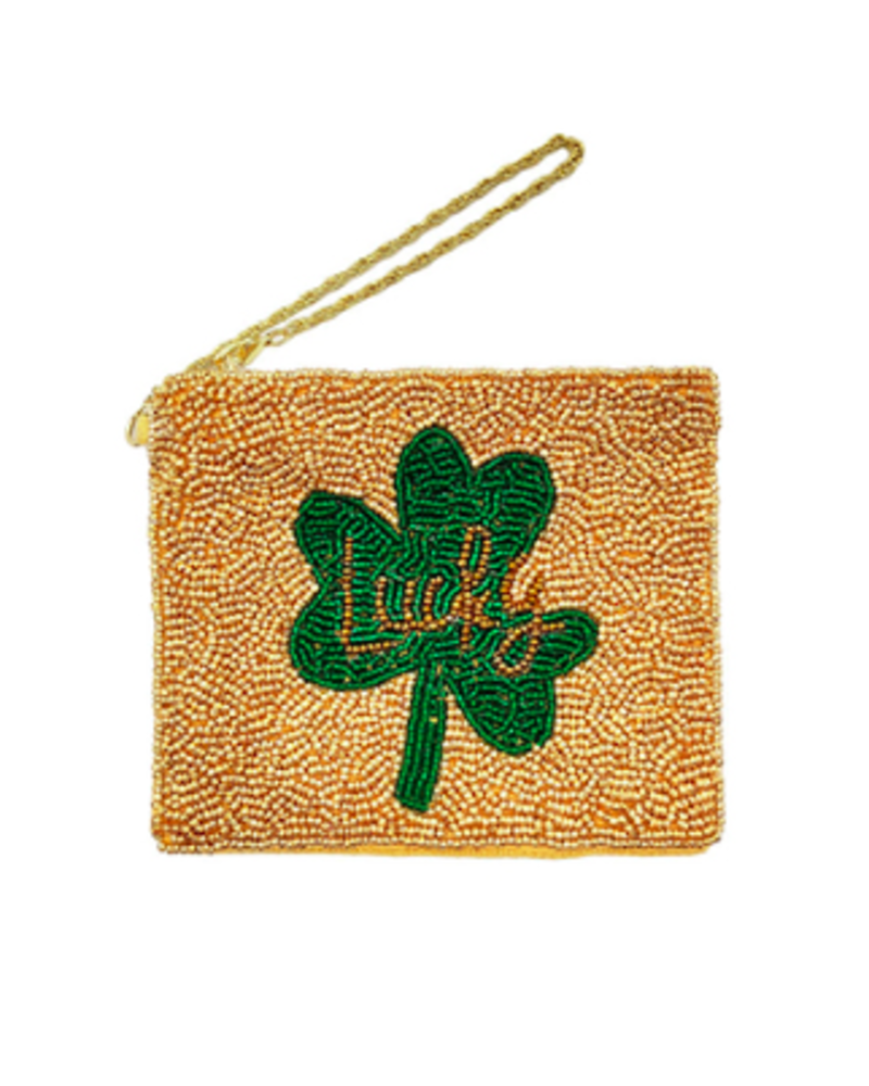 Initial Styles St. Patrick's Day Lucky Beaded Pouch