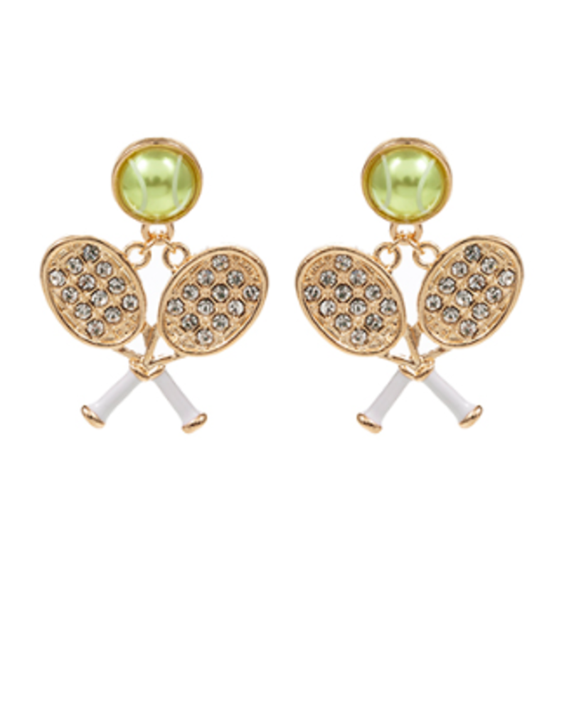 Initial Styles Tennis Racquets & Ball Earrings