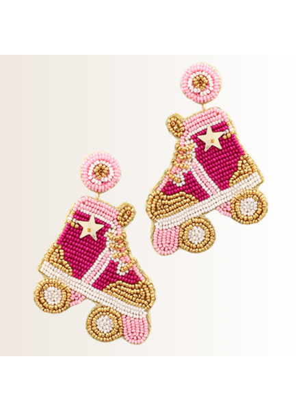 Initial Styles Pink Roller Skate Earrings