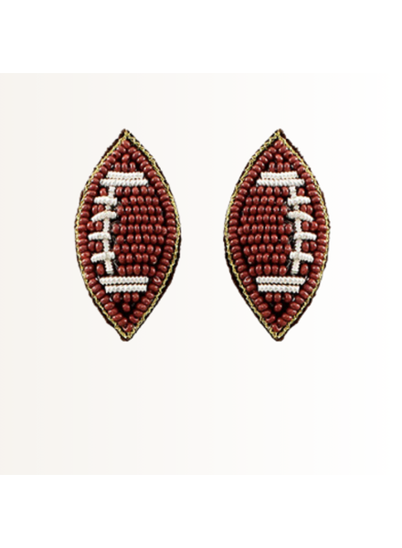 Initial Styles Football Seed Bead Post Earrings