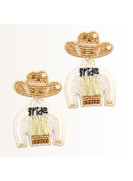 Initial Styles Bride Cowboy Hat & Jacket Earrings