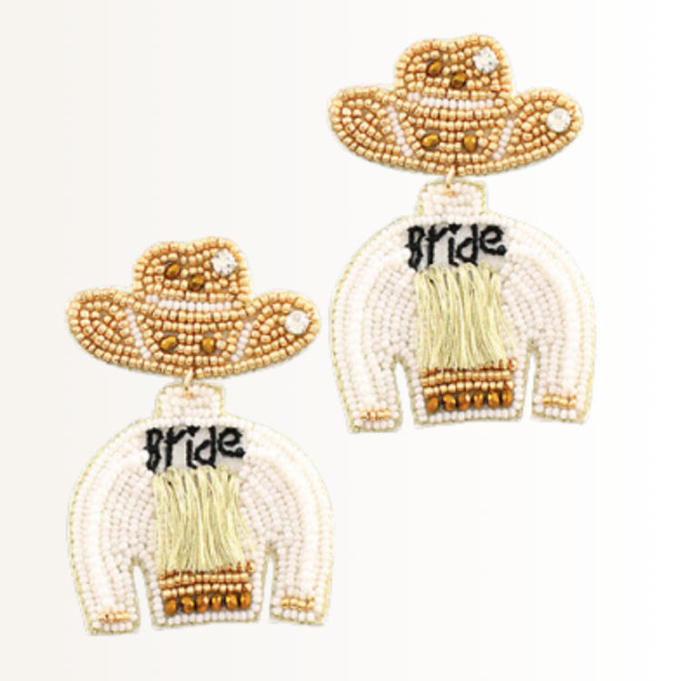 Bride Cowboy Hat & Jacket Seed Bead Earrings