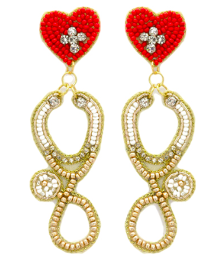 Red Heart Stethoscope Earrings