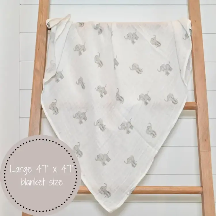 Elephant Muslin Baby Blanket