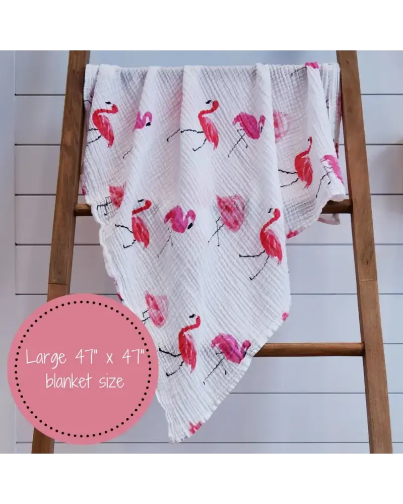 LollyBanks Flamazing Flamingo Muslin Baby Blanket