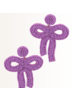 Initial Styles Lavender Bow Seed Bead Earrings