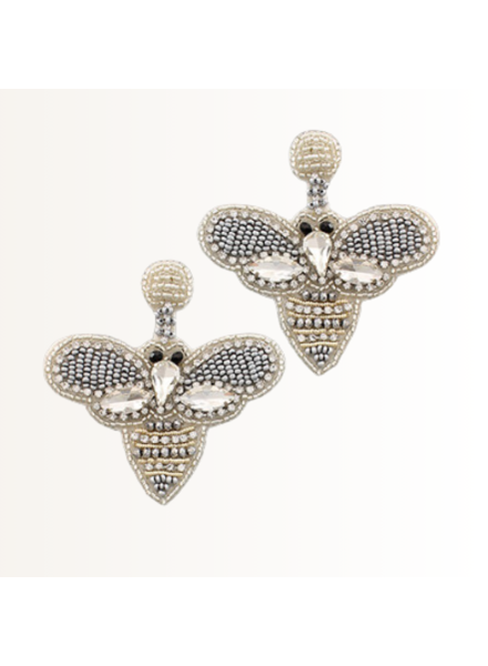 Initial Styles Silver Bee Earrings