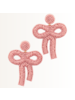 Initial Styles Light Pink Bow Seed Bead Earrings