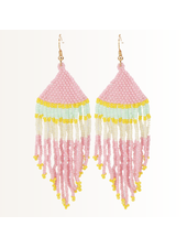 Initial Styles Pink Beaded Fringe Earrings
